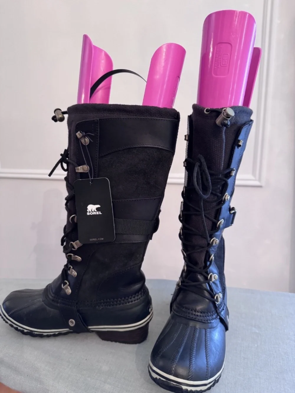 Sorel Conquest Carly Boots NWT Black Lace Up Waterproof US 7.5 Discontinued